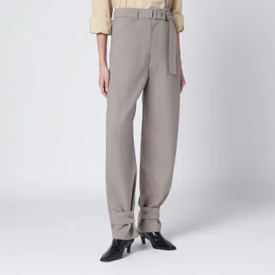 Lemaire Taupe Trousers With Ankle Tabs In Gray