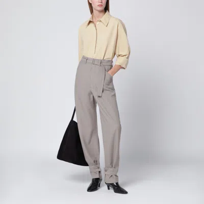 Lemaire Taupe Trousers With Ankle Tabs In Gray