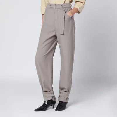 Lemaire Taupe Trousers With Ankle Tabs In Gray