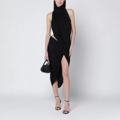 Francesco Murano Draped Black Stretch Jersey Top In Black