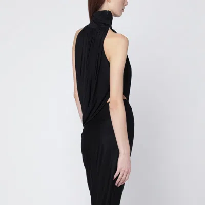 Francesco Murano Draped Black Stretch Jersey Top In Black