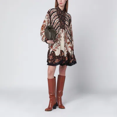 Farm Rio Sand Majestic Garden Lace Mini Dress In Multi