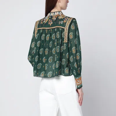 Farm Rio Tayla Paisley Cotton Button-up Shirt In Green