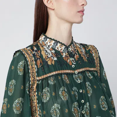 Farm Rio Tayla Paisley Cotton Button-up Shirt In Green