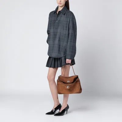 Balenciaga Grey Shadow-effect Tartan Mini Skirt In Gray