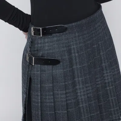 Balenciaga Grey Shadow-effect Tartan Mini Skirt In Gray