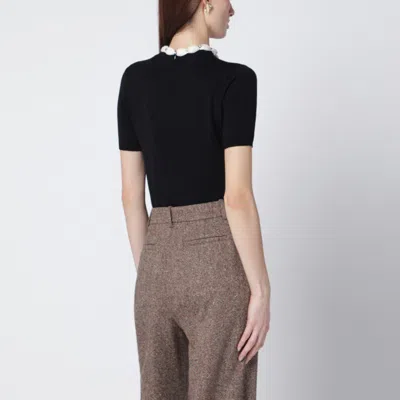 Valentino Garavani Crewneck Sweater With Crystal Details In Black