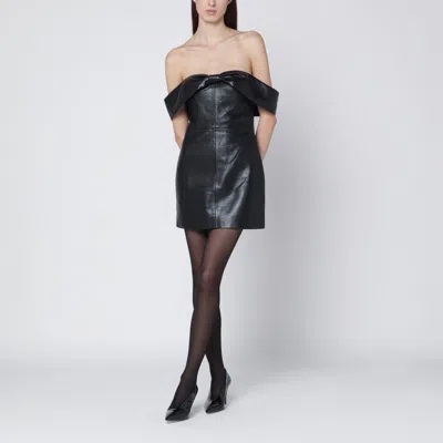 Anine Bing Colleen Mini Dress Recycled Leather In Black