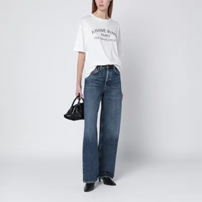 Anine Bing Graphic Print Crew Neck Short Sleeve Top In White