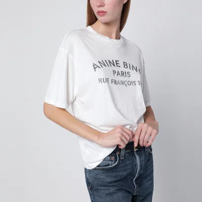 Anine Bing Graphic Print Crew Neck Short Sleeve Top In White