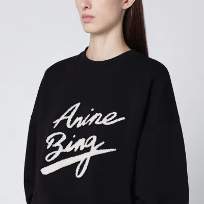Anine Bing Miles Sweatshirt Chenille Signature Woman Black In Black
