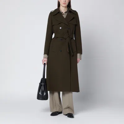 Ivy & Oak Ivy Oak Khaki Double Breasted Coat In Green