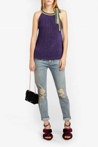 Missoni Sleeveless Lamé Top With Ribbon In Purple