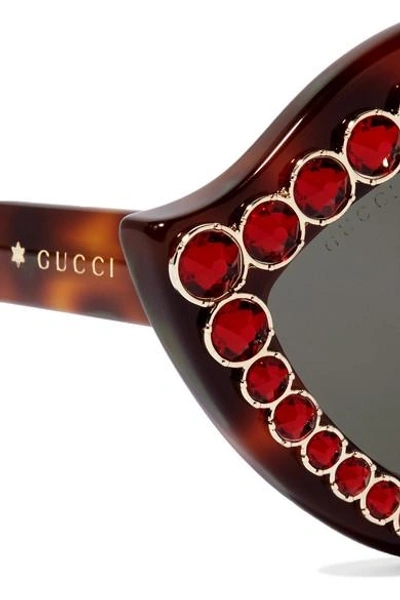 Shop Gucci 水晶缀饰板材猫眼太阳镜