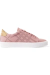 BURBERRY Metallic-trimmed perforated leather sneakers