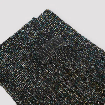 Miu Miu Shiny Ribbed Over-the-knee Hold Ups In Black