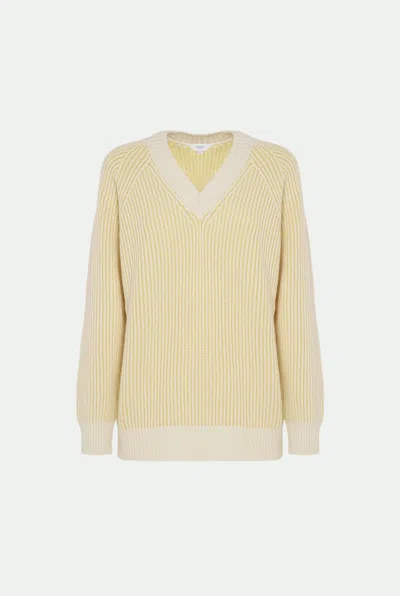 Malo Scollo V In Luxury Cashmere In Yellow
