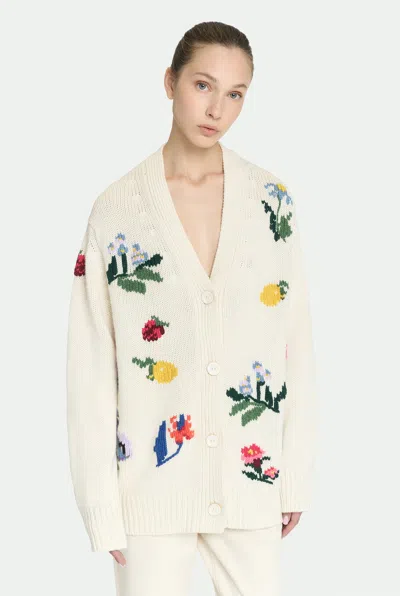 Malo Cardigan Delia In Luxury Cashmere In White