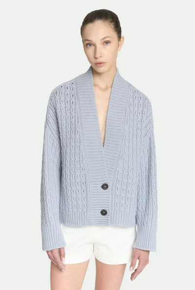 Malo Anna Cashmere Cable-knit V-neck Cardigan In Gray