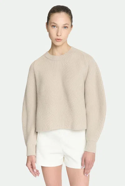 Malo Dafne Cashmere Rib Crewneck Sweater In Neutral