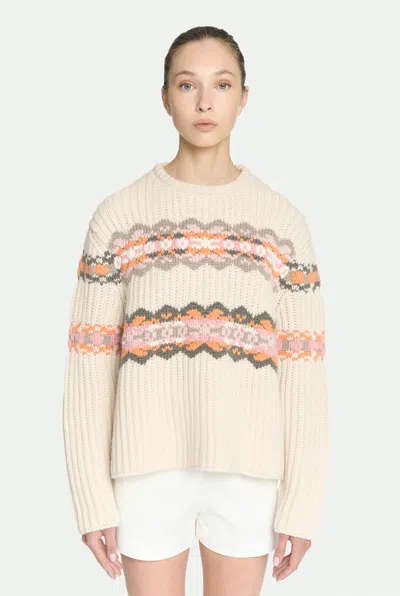 Malo Freya Fair Isle Cashmere Crewneck Sweater In Neutral
