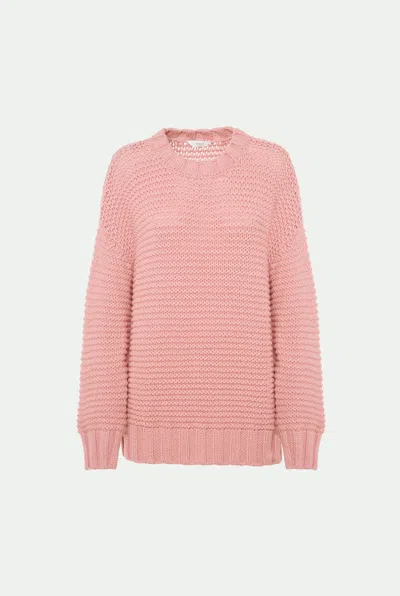 Malo Emma Cashmere Chainette Knit Crewneck Sweater In Pink