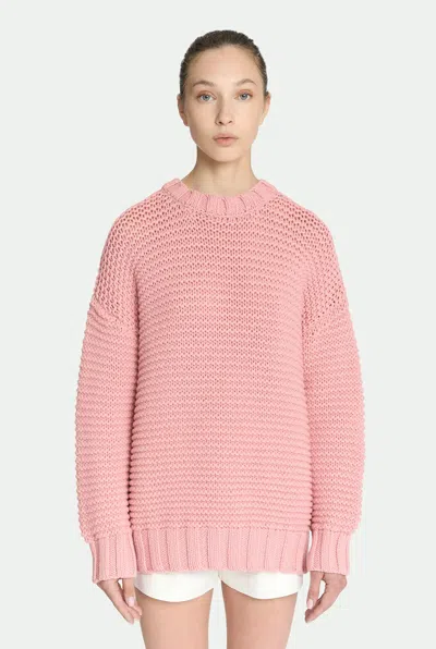 Malo Emma Cashmere Chainette Knit Crewneck Sweater In Pink