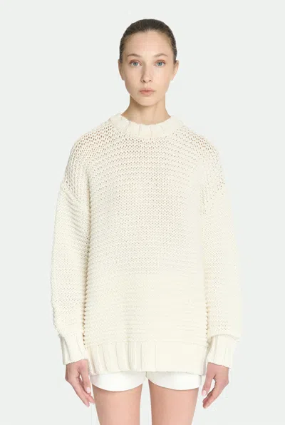Malo Emma Cashmere Chainette Knit Crewneck Sweater In Neutral