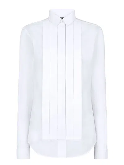 Tom Ford Collared Long Sleeve Cotton Voile Shirt In White