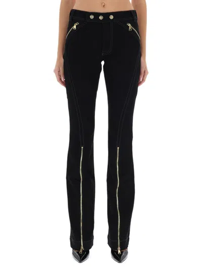 Versace Jeans Couture Tailored Trousers Featuring Contrast Stitching In Black