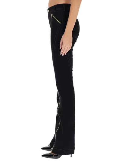Versace Jeans Couture Tailored Trousers Featuring Contrast Stitching In Black