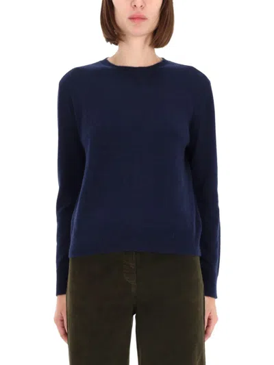 Aspesi Cashmere Crew-neck Sweater In Azul Oscuro
