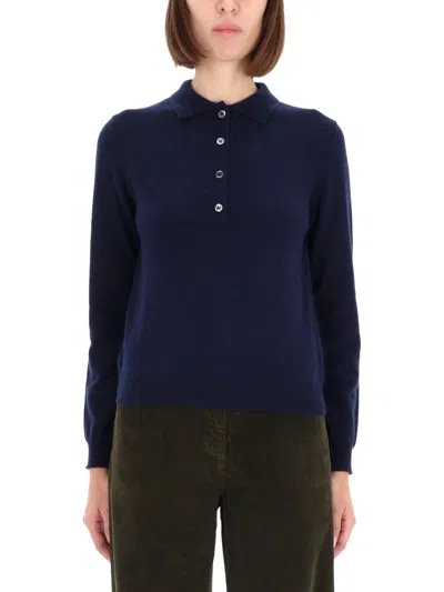 Aspesi Cashmere Polo Shirt In Blue