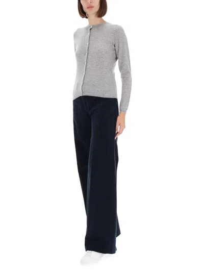 Aspesi Relaxed Fit Wide-leg Trousers Pockets In Blue