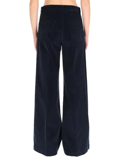 Aspesi Relaxed Fit Wide-leg Trousers Pockets In Blue