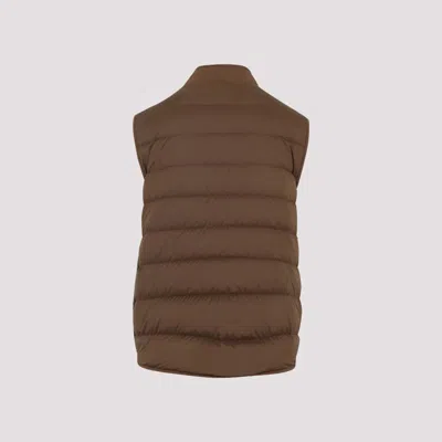 Moncler High Collar Quilted Vest Pockets In Brown