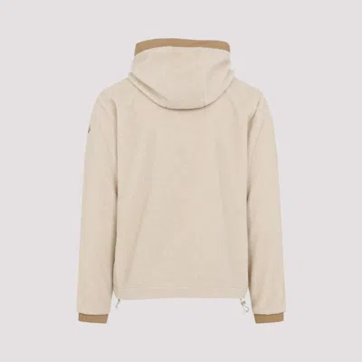 Moncler Hooded Cardigan With Drawstring And Pockets In Neutral
