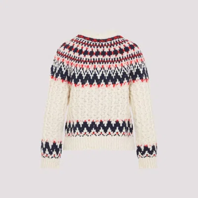 Moncler Grenoble Geometric Jacquard Wool Blend Jumper In Neutral