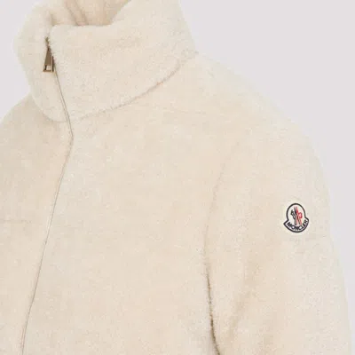 Moncler High Collar Padded Jacket Drawstring Hem In Neutral