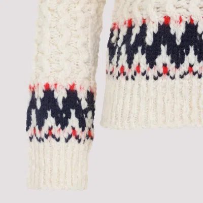 Moncler Grenoble Geometric Jacquard Wool Blend Jumper In Neutral