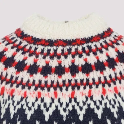 Moncler Grenoble Geometric Jacquard Wool Blend Jumper In Neutral