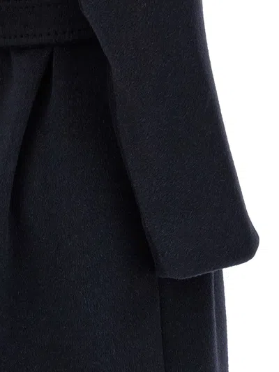 Weekend Max Mara Belted Long Sleeve Coat Side Pockets In Blue