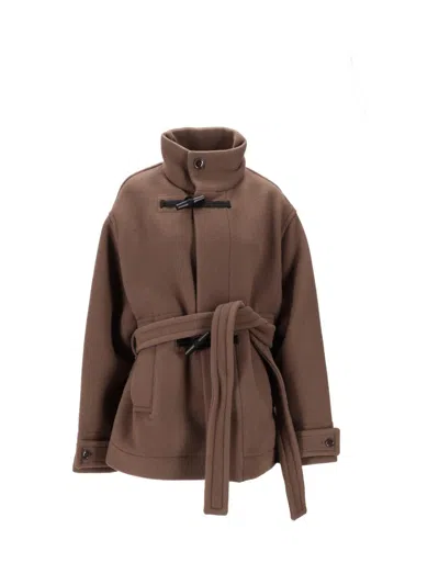 Lemaire Stylish Short Coat High Collar In Brown