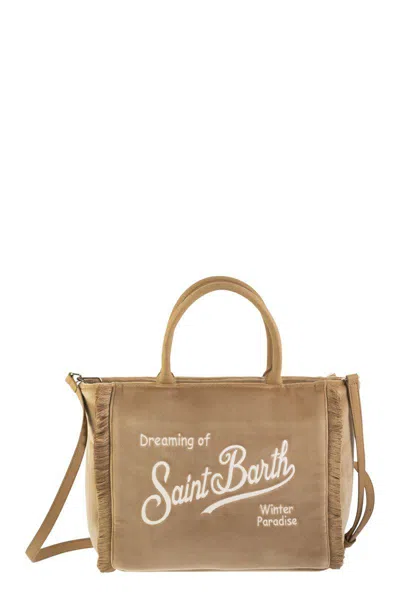 Mc2 Saint Barth Colette - Velvet Handbag With Logo In Nude