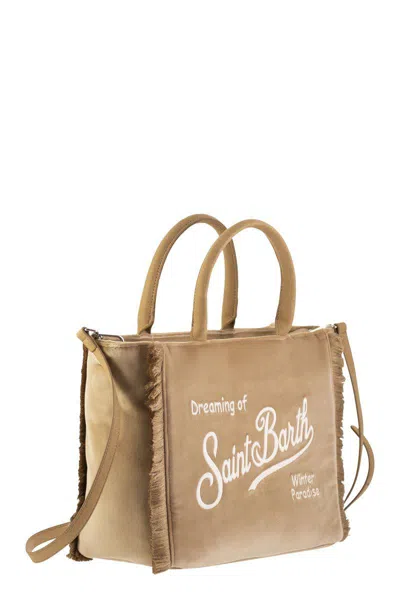 Mc2 Saint Barth Colette - Velvet Handbag With Logo In Nude