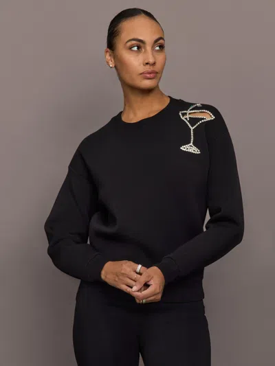 Carbon38 Martini Embellished Sweatshirt In Scuba In Black