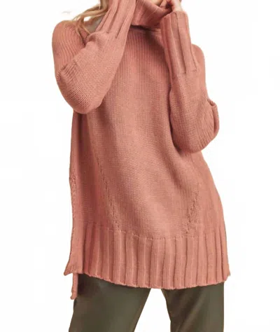 Aemi + Co Danica Funnel Neck Sweater In Rose In Multi