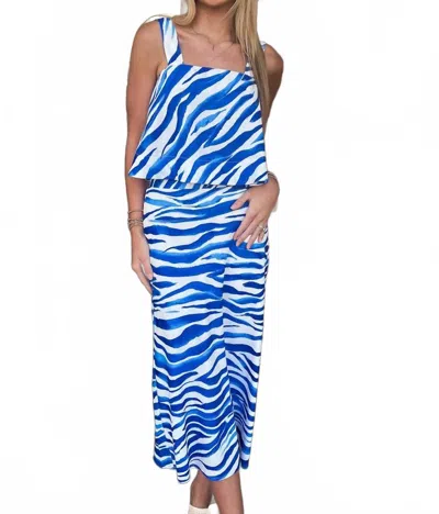 Sincerely Ours Amaya Midi Skirt In Blue Zebra In Multi