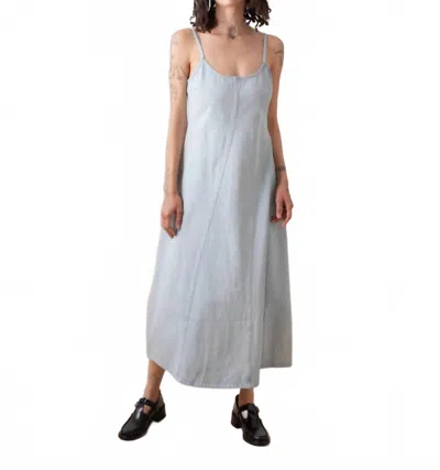 Ali Golden Seamed Tank Midi Dress In Light Denim In Blue