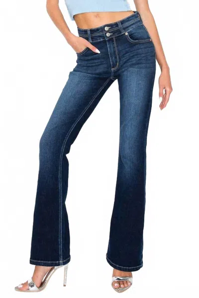 Artemis Vintage Tummy Control High Rise Bootcut Jeans In Dark Stone Wash In Blue